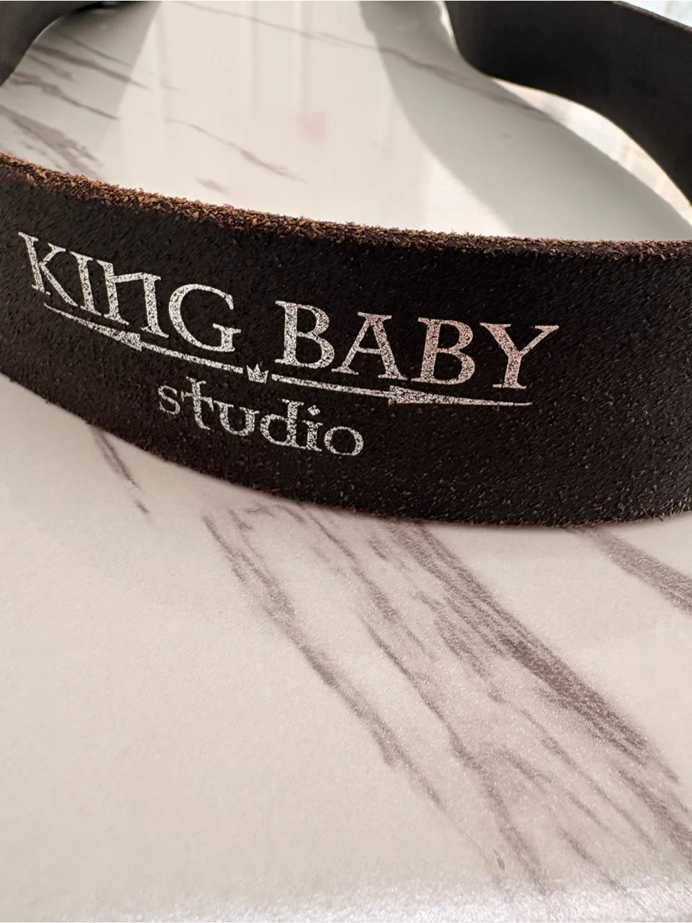 King Baby Studio Black Leather Belt with Silver Cross Motif Square Buckle